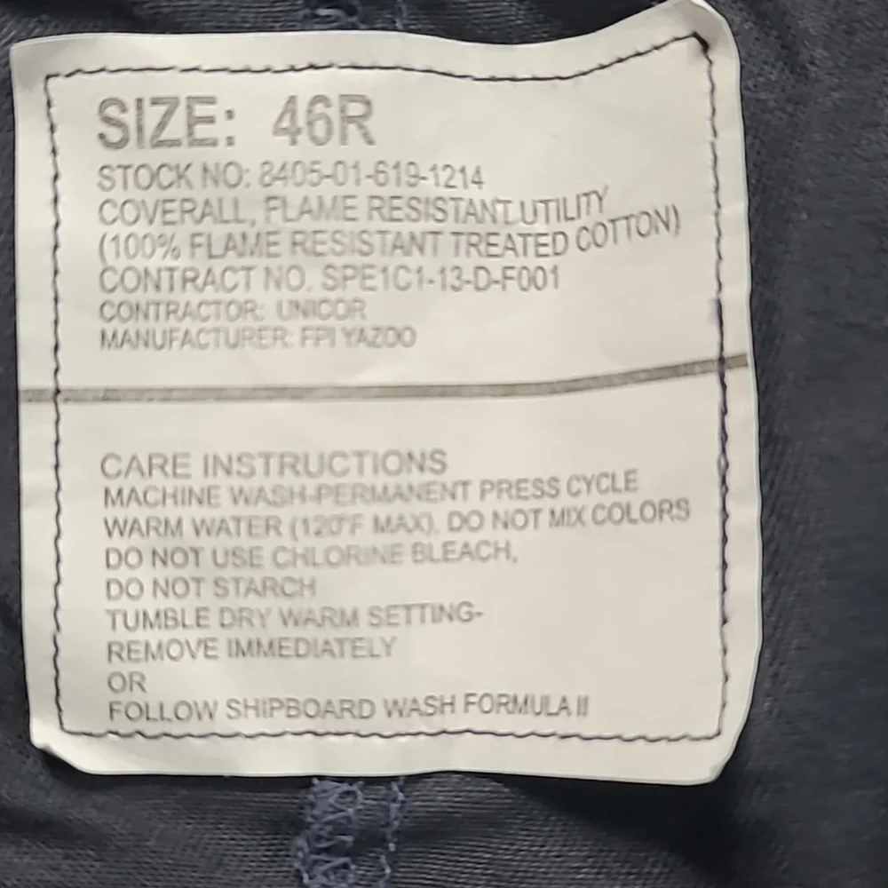 Navy Coverall 46R - Picture 3 of 3